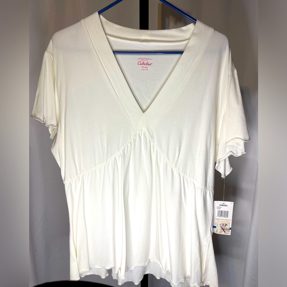 Princess cut white cotton blouse